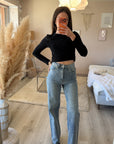 Jean wide leg strass BLEU
