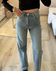 Jean wide leg strass BLEU
