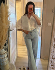 Chemise blanche en coton à manches courtes
