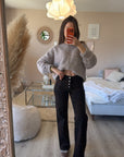 Cardigan tout doux à boutons taupe