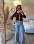 Gilet maille MARRON & ROSE