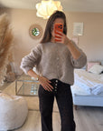 Cardigan tout doux à boutons taupe
