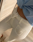 Pantalon blanc brodé