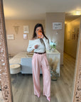 Pantalon élégant rose pâle
