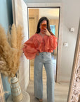 Chemise orange à froufrou fluide