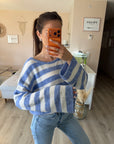 Pull carreau ouvert au dos