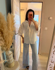Chemise blanche en coton à manches courtes