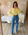 Chemise popeline en coton jaune