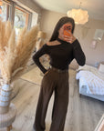 Pull maille asymétrique MARRON