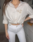 Chemise beige brodée 100% COTON