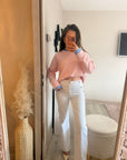 Pull chemise rose avec manches details