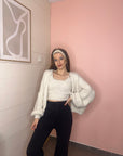 ENSEMBLE TOP ET GILET MAILLE CRÈME