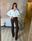 Pantalon patte d'elph marron