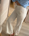 Pantalon blanc brodé