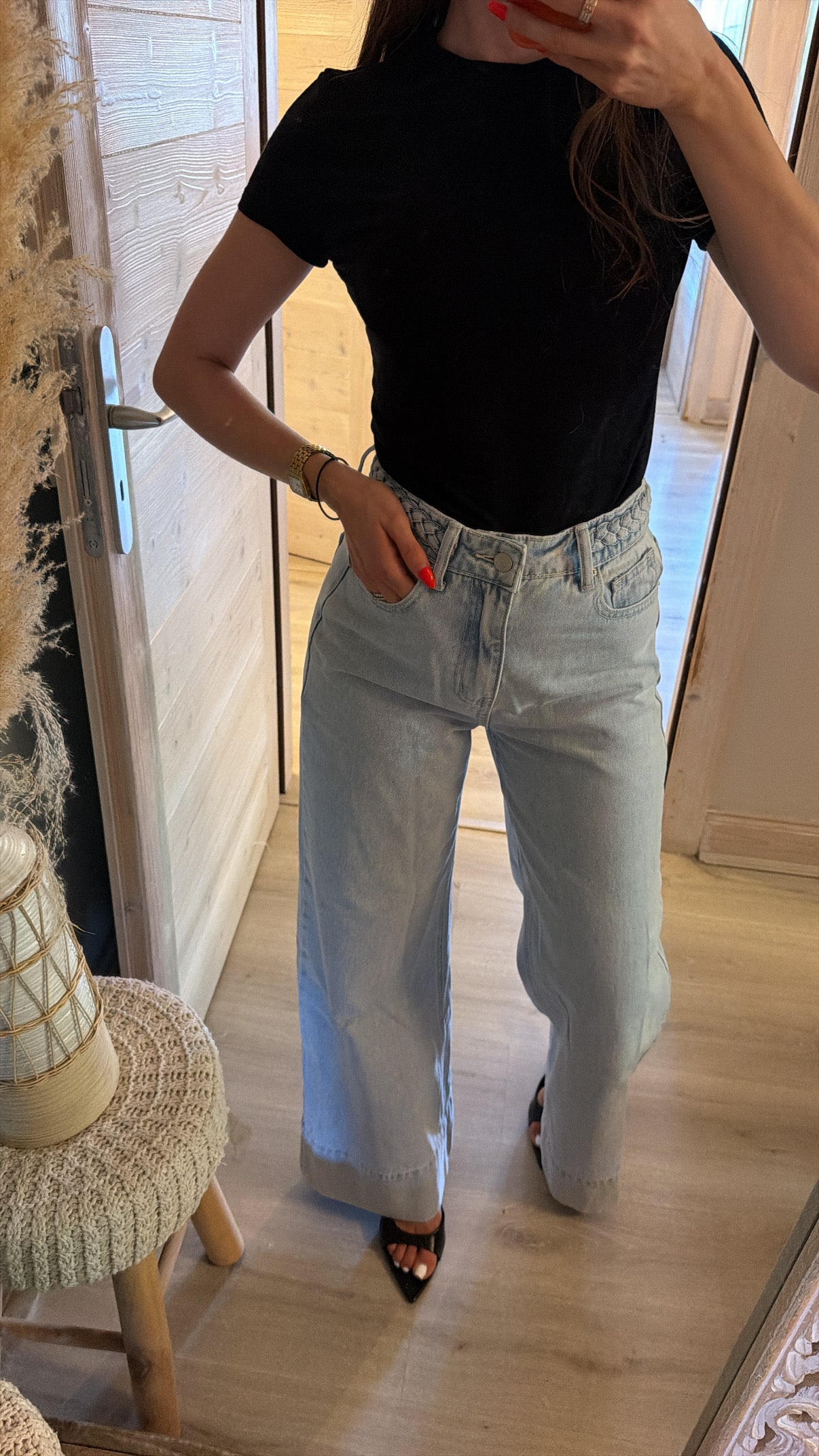 Jean ceinture tressé