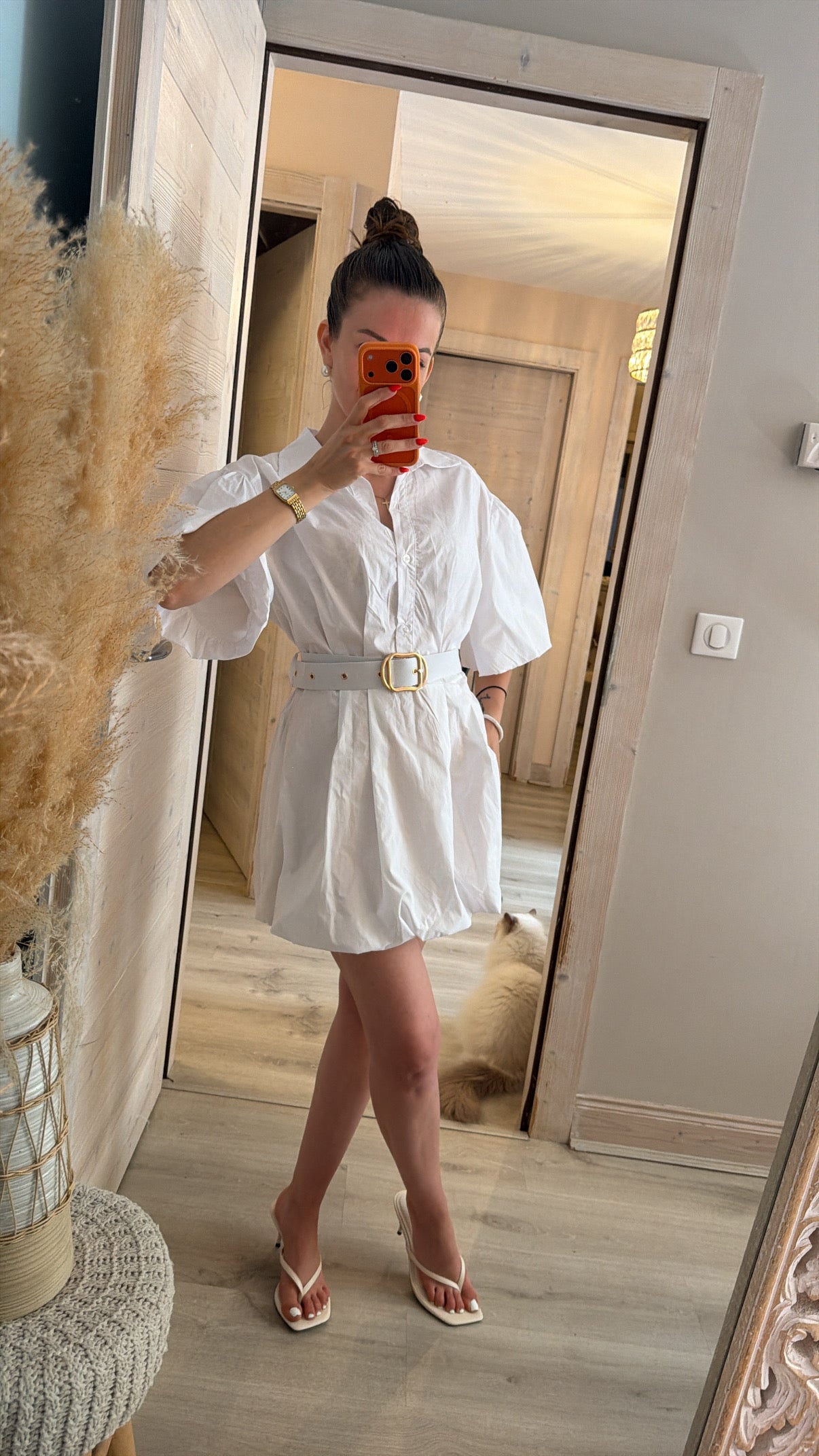 Robe ballon en coton blanche