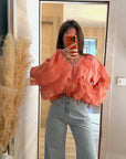 Chemise orange à froufrou fluide