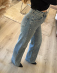 Jean wide leg strass BLEU