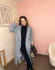 MANTEAU GRIS LONG AVEC  DOUBLURE