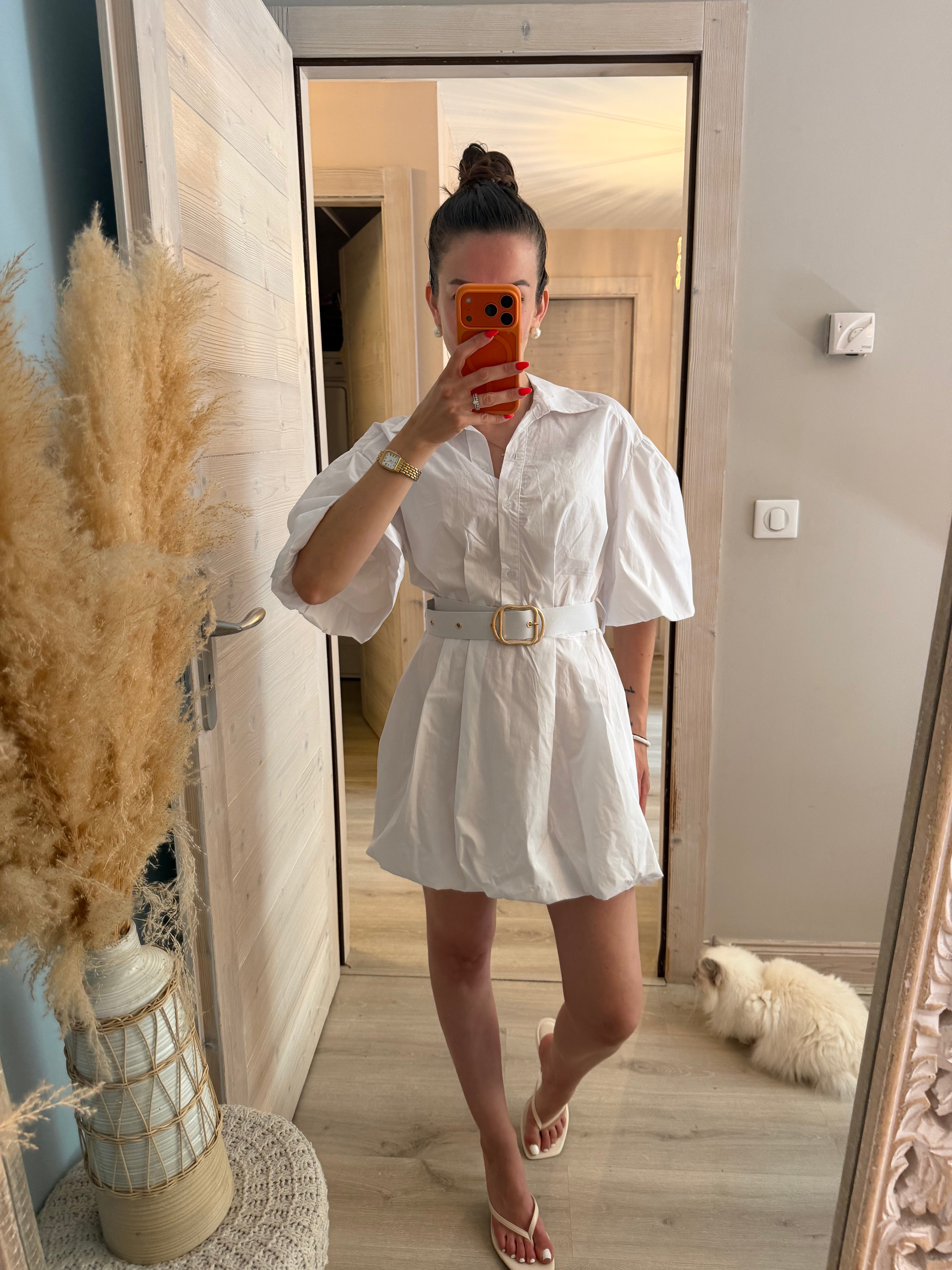 Robe ballon en coton blanche