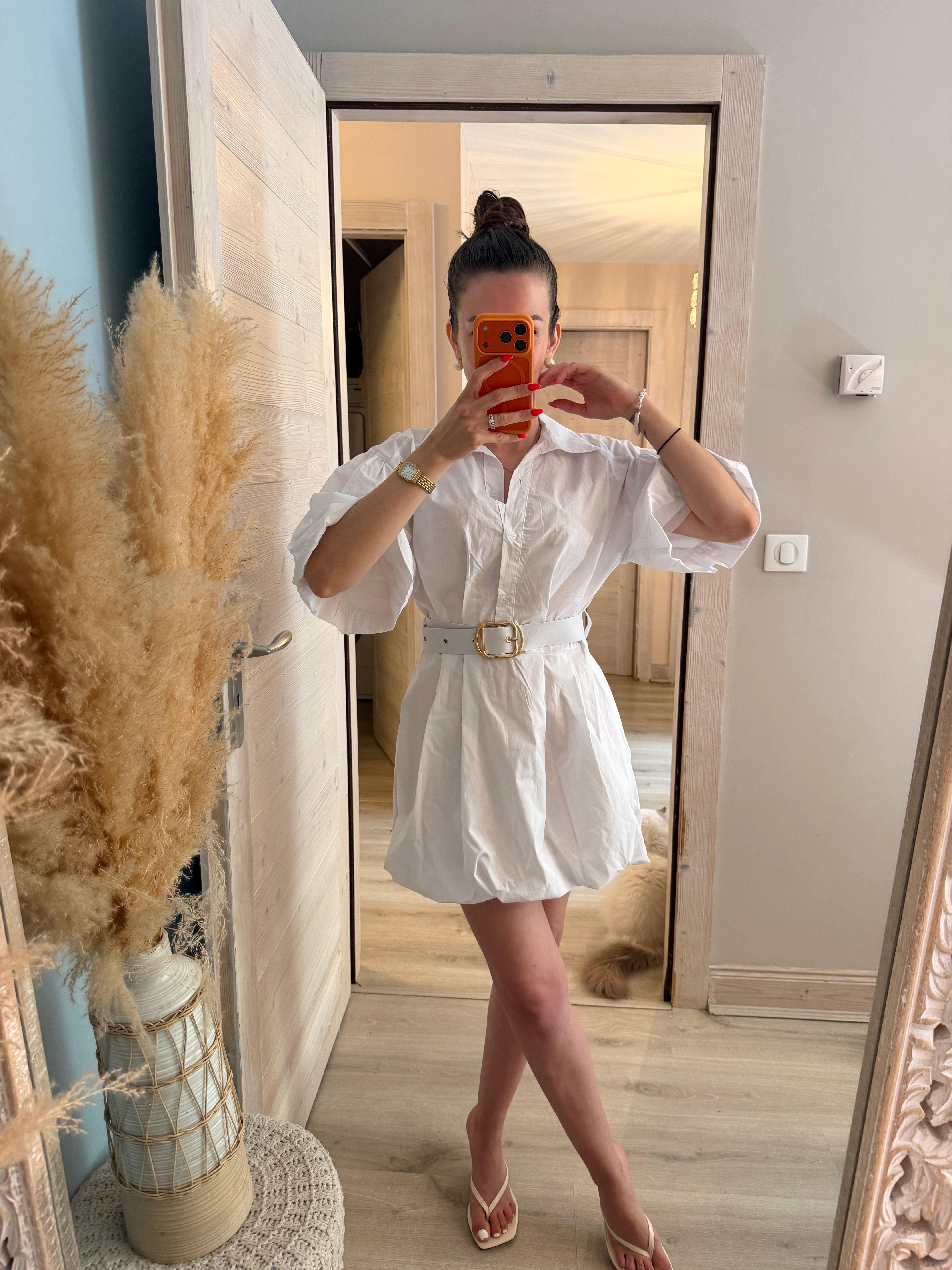 Robe ballon en coton blanche