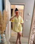 Robe ballon en coton jaune