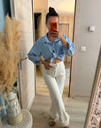 Pantalon blanc brodé