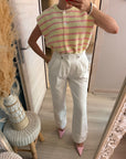 Jean taille haute blanc avec boutons