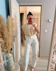 Jean taille haute blanc avec boutons