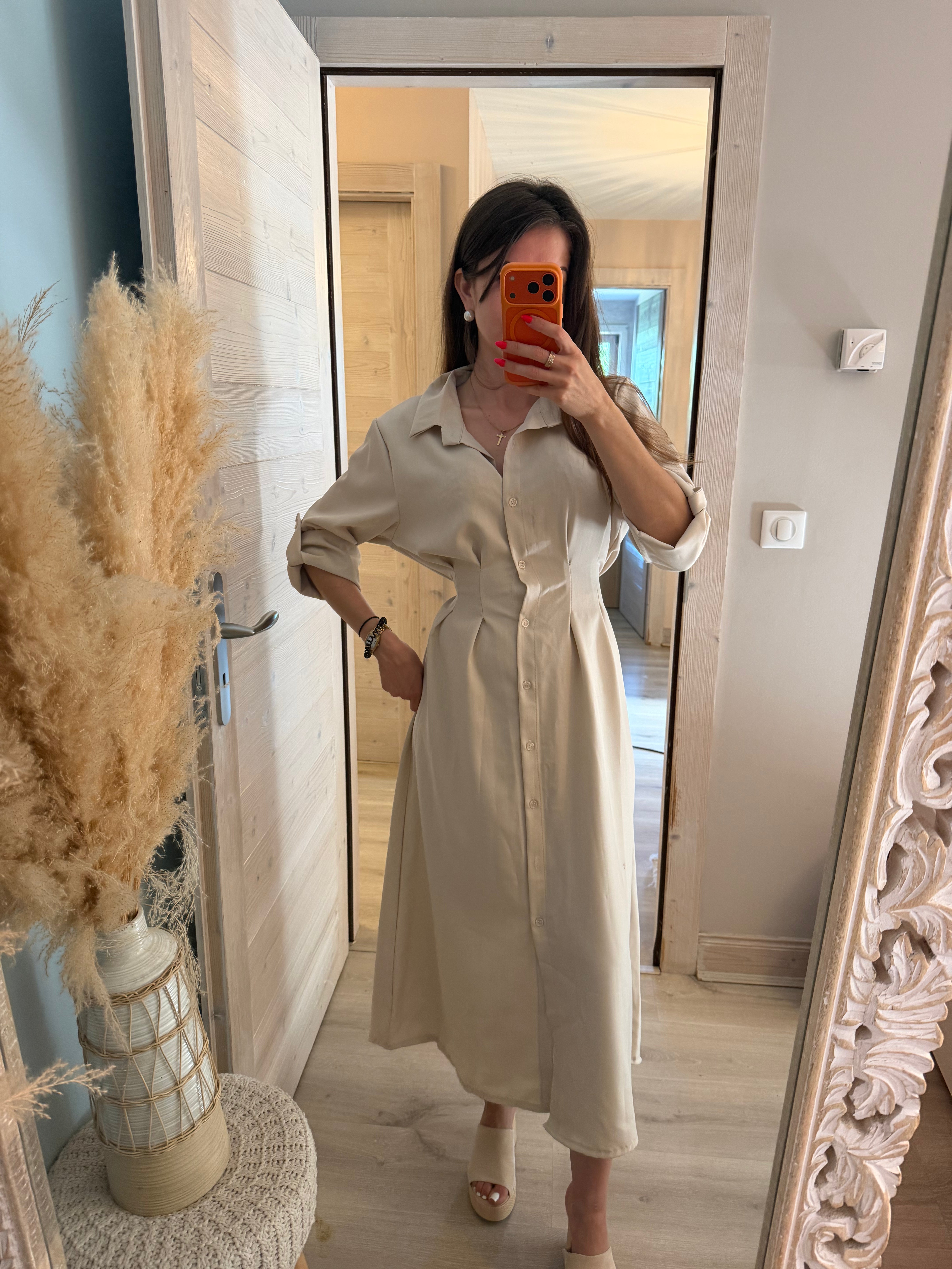 Robe chemise crème