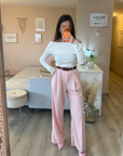 Pantalon élégant rose pâle