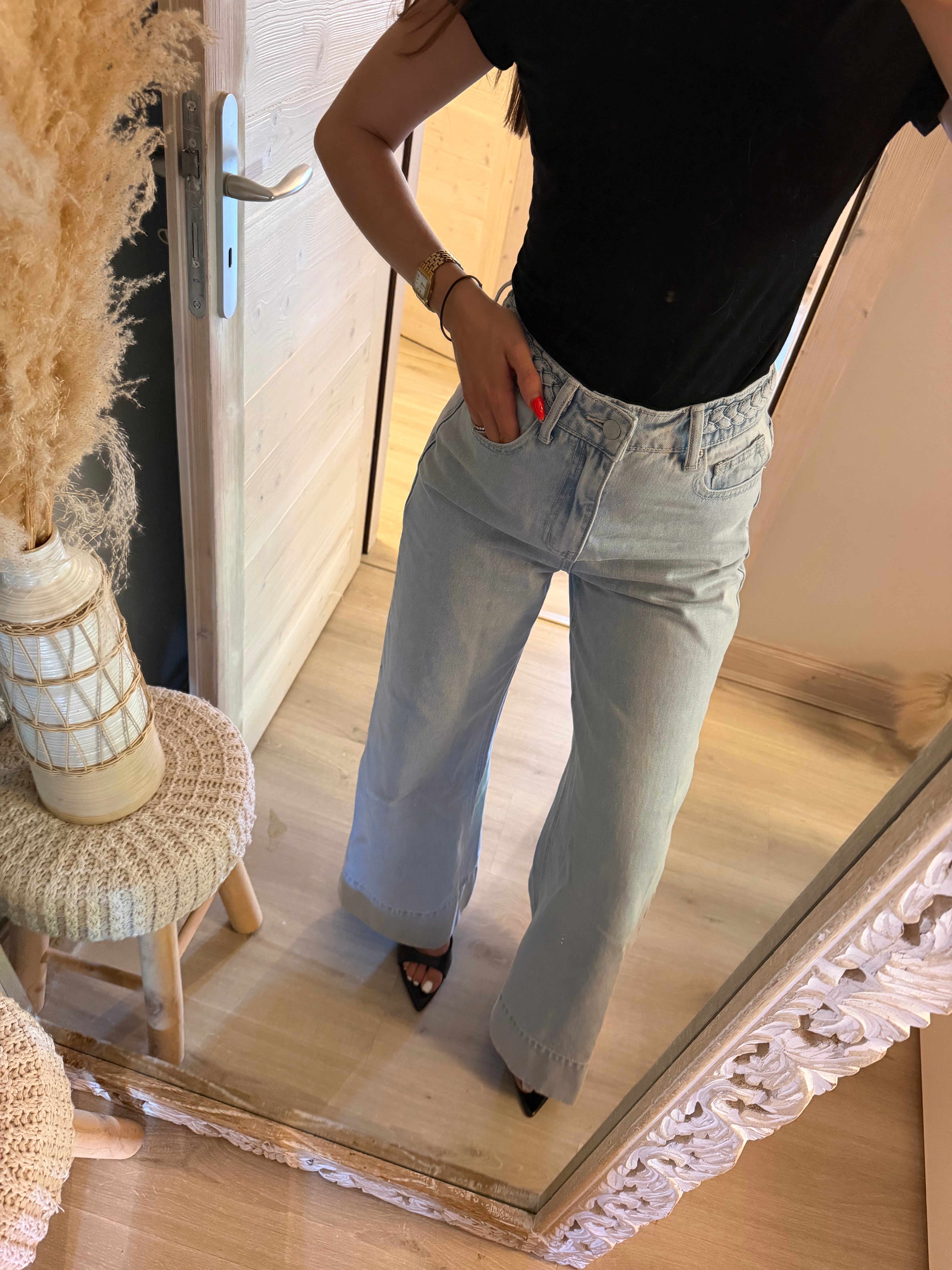 Jean ceinture tressé