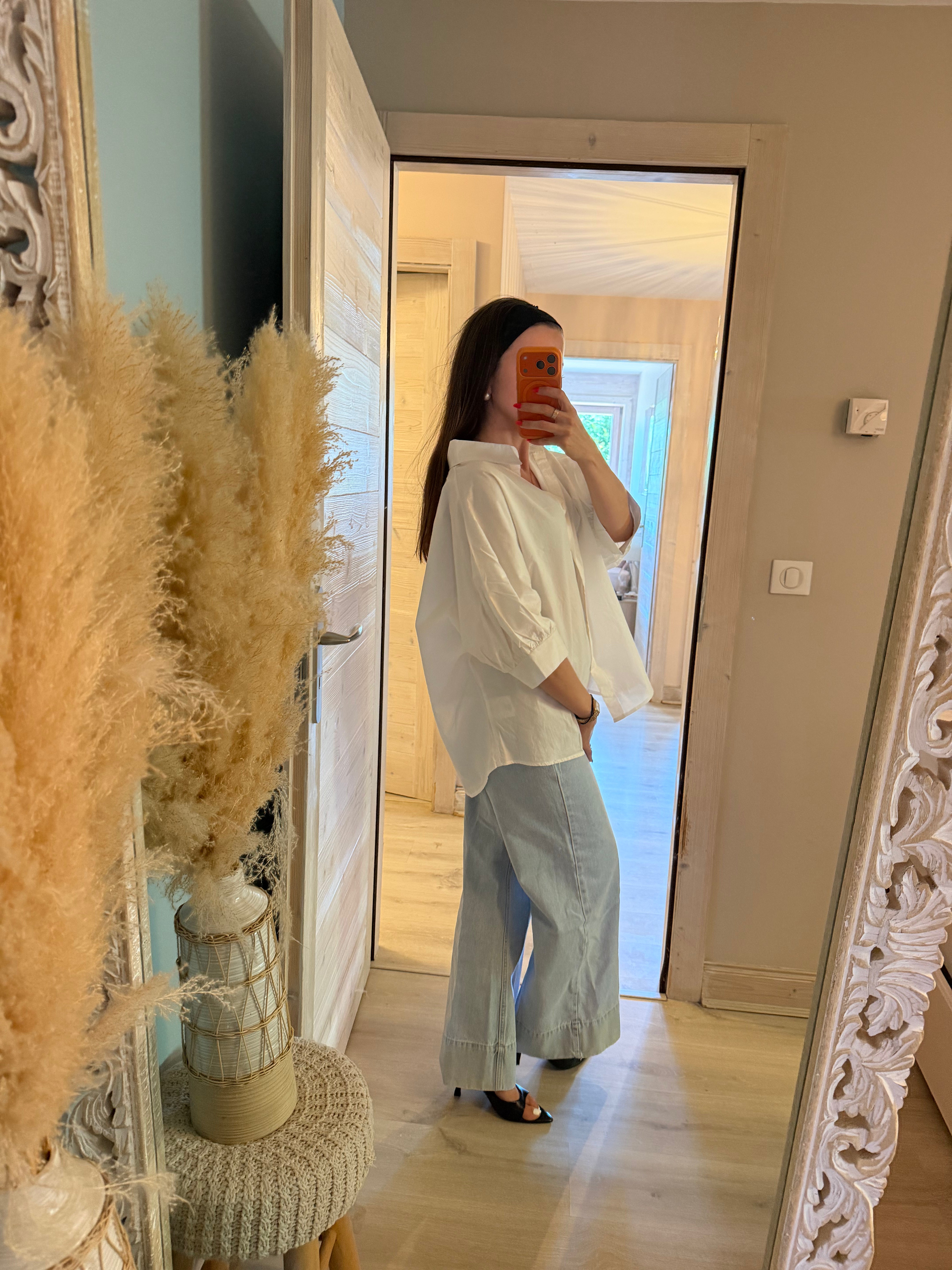 Chemise blanche en coton à manches courtes