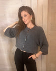 CARDIGAN MANCHES COURTES GRIS ALPAGA