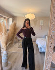 Palazzo large avec ceinture à la taille NOIR