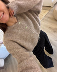 Cardigan tout doux à boutons taupe