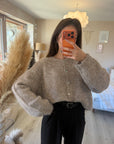 Cardigan tout doux à boutons taupe