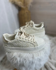 BASKETS COMPENSÉ TWEED BEIGE