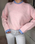 Pull chemise rose avec manches details