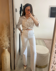 Chemise beige brodée 100% COTON