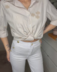 Chemise beige brodée 100% COTON