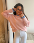 Pull chemise rose avec manches details