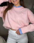 Pull chemise rose avec manches details