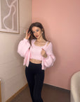 ENSEMBLE TOP ET GILET MAILLE BLUSH