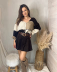 GILET COURT EN MAILLE MARRON IMPRIMÉ