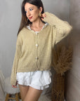 GILET COURT EN MAILLE DORÉ