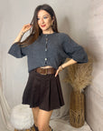 CARDIGAN MANCHES COURTES GRIS ALPAGA